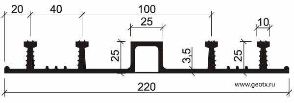 Размер гидрошпонки тип ДO 220 epdm