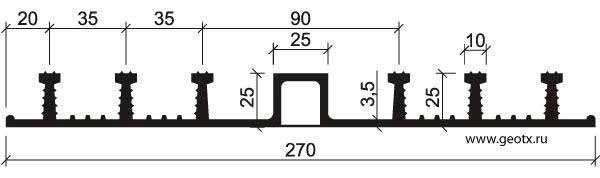 Размер гидрошпонки тип ДO 270 epdm